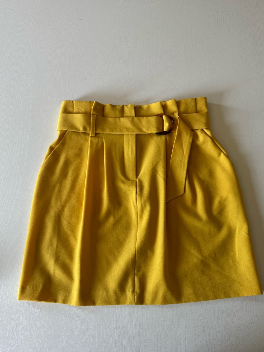 Miss Selfridge Yellow Paperbag Waist Mini Skirt with Belt
